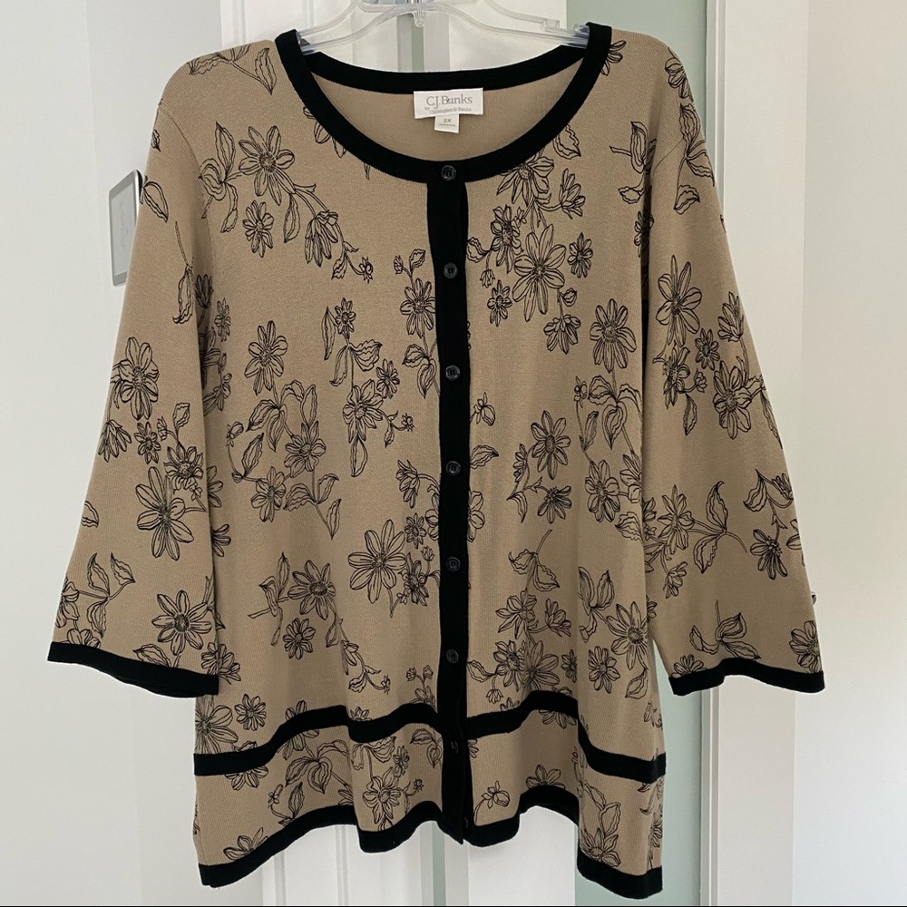 CJ Banks floral sweater cardigan size 2x